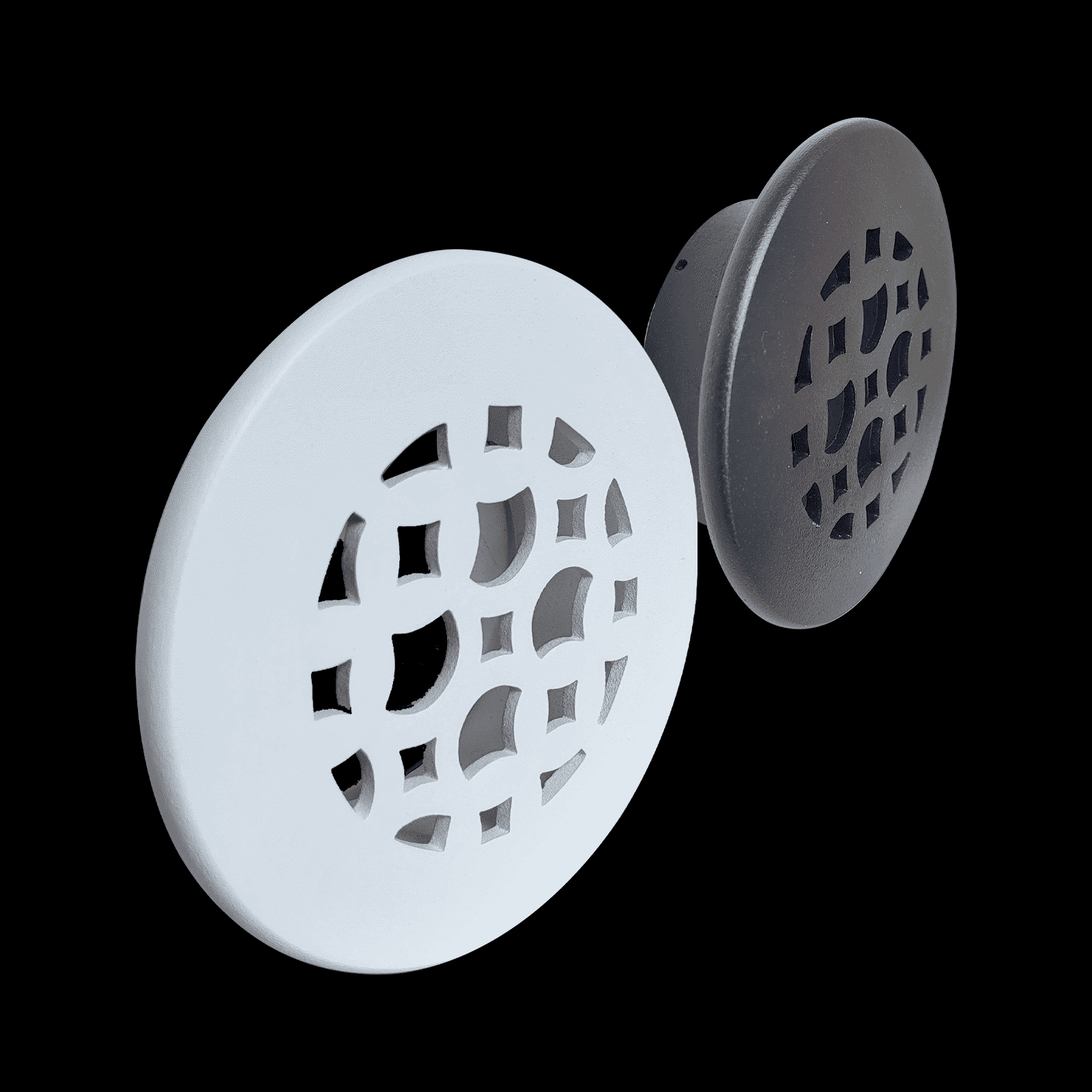 Round Air Vent Duct Grille 4" Top Faceplate Size 5.5″ HVAC Decorative Duct Cover Cast Aluminum Powder Coated Re-Paintable for Walls, Ceilings, And Floors Without Damper – Tudor Mushroom Design (VR 100)