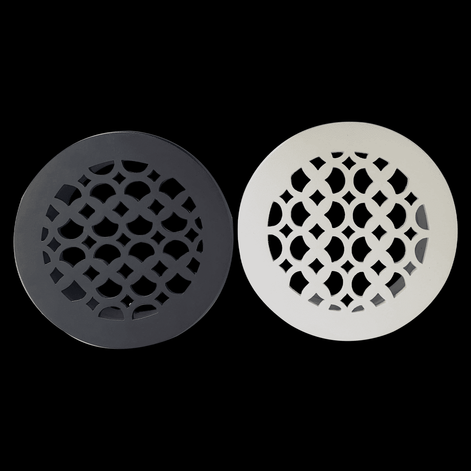 Grille de ventilation ronde de 15 cm, plaque supérieure de 19 cm, couvercle décoratif pour conduit CVC, aluminium moulé, revêtement en poudre, repeignable, pour murs, plafonds et sols, sans registre – Modèle champignon Tudor (VR 100)