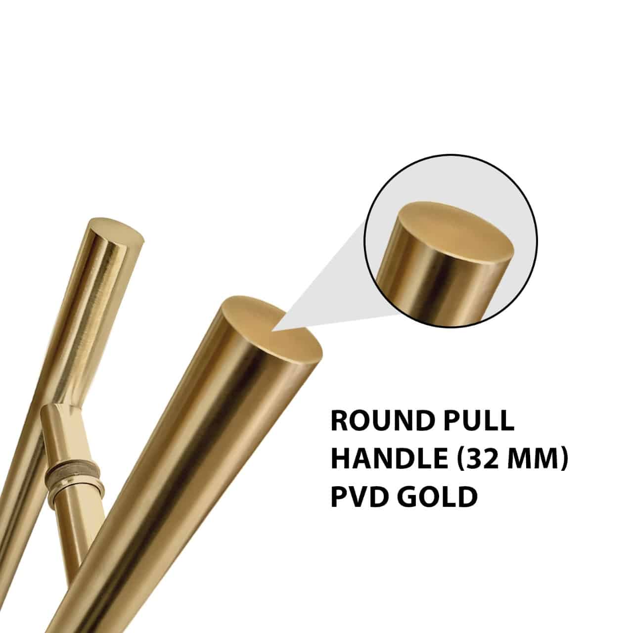 60" Back-to-Back Entry Door Pull / Push Handle - Round ‘H’ Type, Ladder Style Modern Design | Premium 304 Stainless Steel | PVD Gold Finish