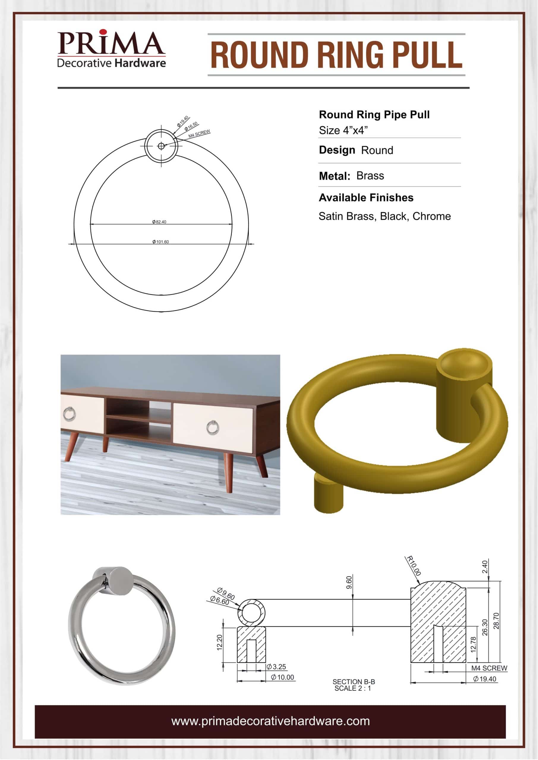 Anneau de traction rond 4"