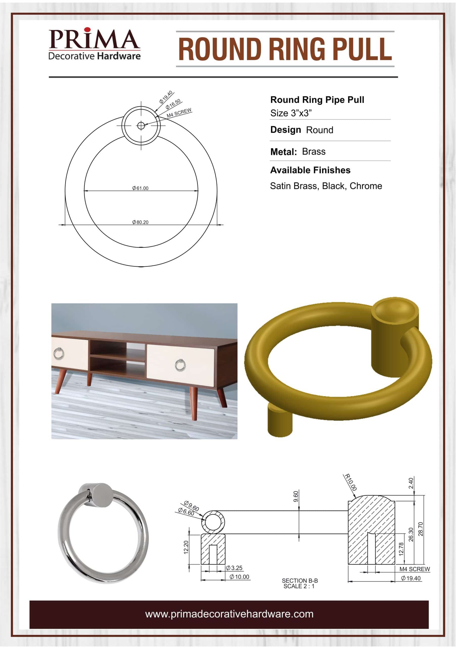 Anneau de traction rond 3"