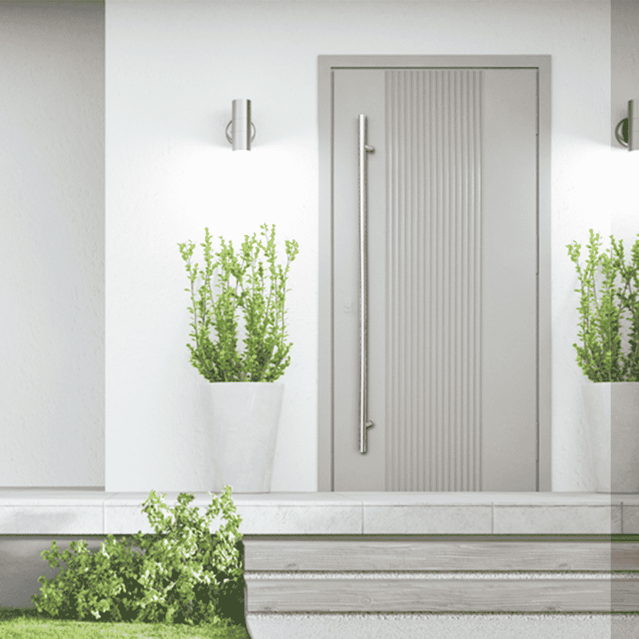 60" Back-to-Back Entry Door Pull / Push Handle - Round ‘H’ Type, Ladder Style Modern Design | Premium 304 Stainless Steel | PVD Gold Finish