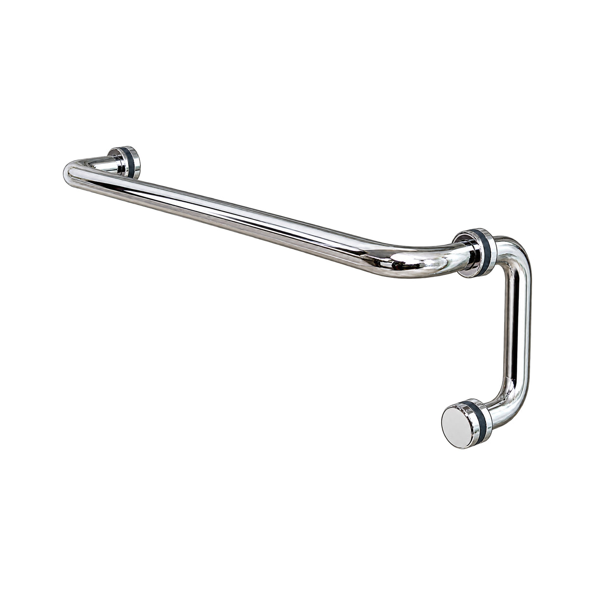 Poignée de porte de douche en verre et barre porte-serviettes, ronde, en acier inoxydable, 24 po