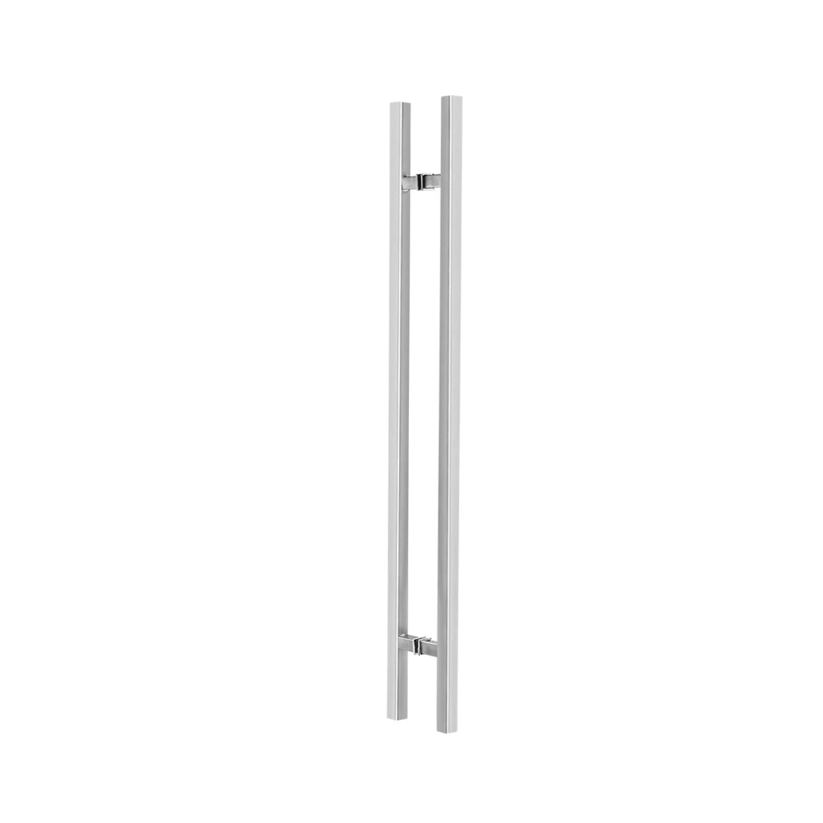 A narrow stainless steel door pull with two vertical bars, shown on a plain white background.
