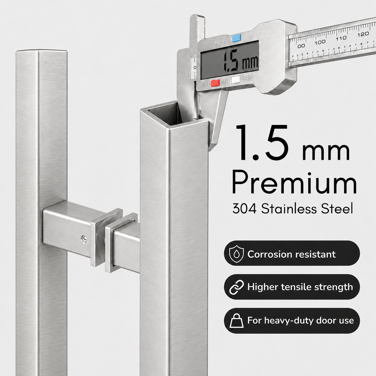 36" Back-to-Back Entry Door Pull Handle | Square H Type Ladder Style | 304 Stainless Steel Front Door Push Pull Handle | for Residential & Commercial use