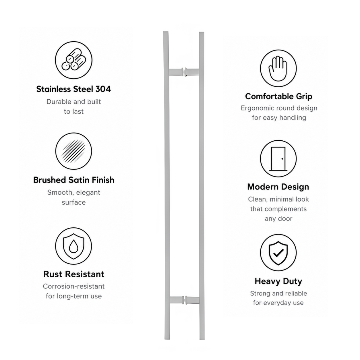 36" Back-to-Back Entry Door Pull Handle | Square H Type Ladder Style | 304 Stainless Steel Front Door Push Pull Handle | for Residential & Commercial use