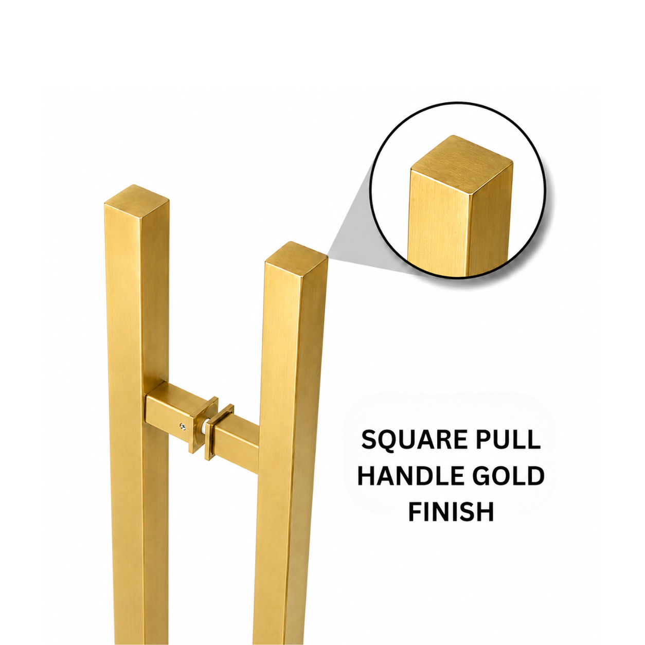 60" Back-to-Back Entry Door Pull Handle | Square H Type Ladder Style | 304 Stainless Steel Front Door Push Pull Handle | for Residential & Commercial use - PVD Gold