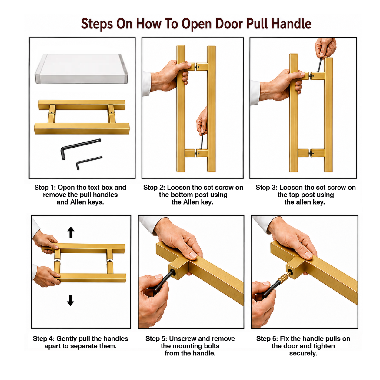 24" Back-to-Back Entry Door Pull Handle | Square H Type Ladder Style | 304 Stainless Steel Front Door Push Pull Handle | for Residential & Commercial use - PVD Gold