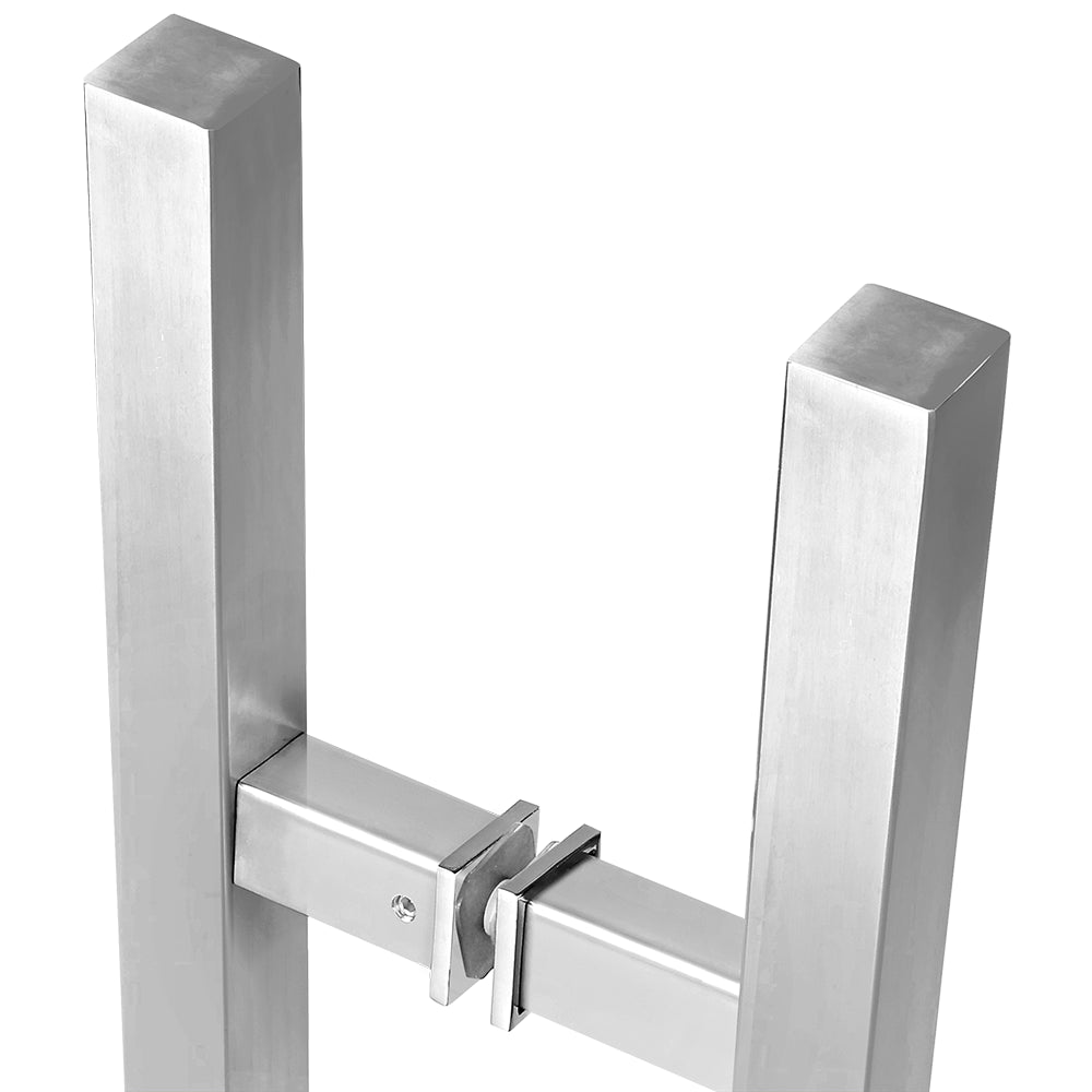 Poignée de porte d'entrée dos à dos de 61 cm, carrée, de type « H », style échelle, design moderne | Acier inoxydable 304 de qualité supérieure | Finition brossée satinée