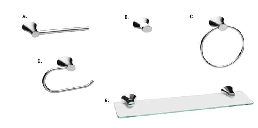 Taymor Sophia Glass Shelf Polished Chrome