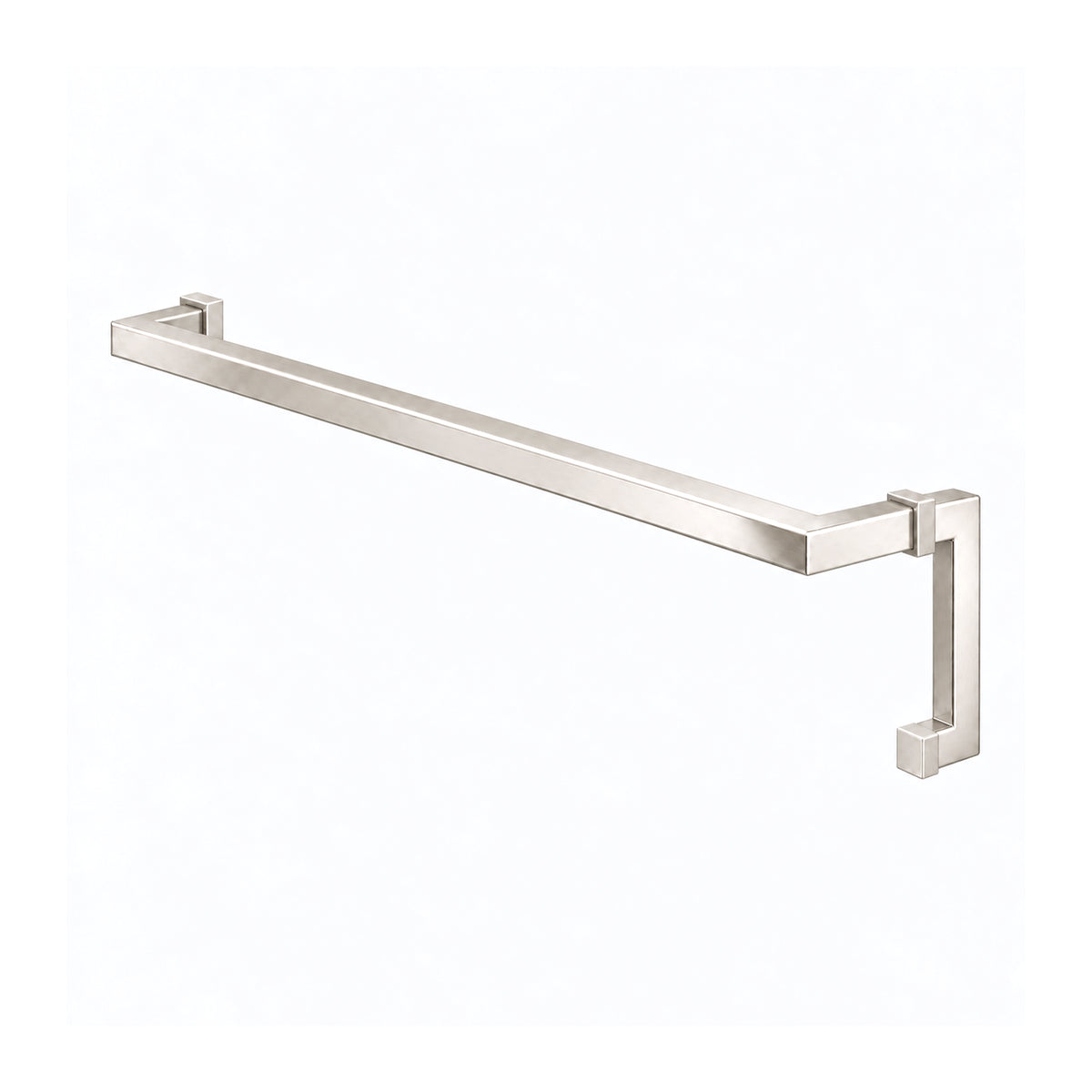 24″ Square Shower Door Handle & Towel Bar Combo | Back-to-Back Stainless Steel Glass Door Pull