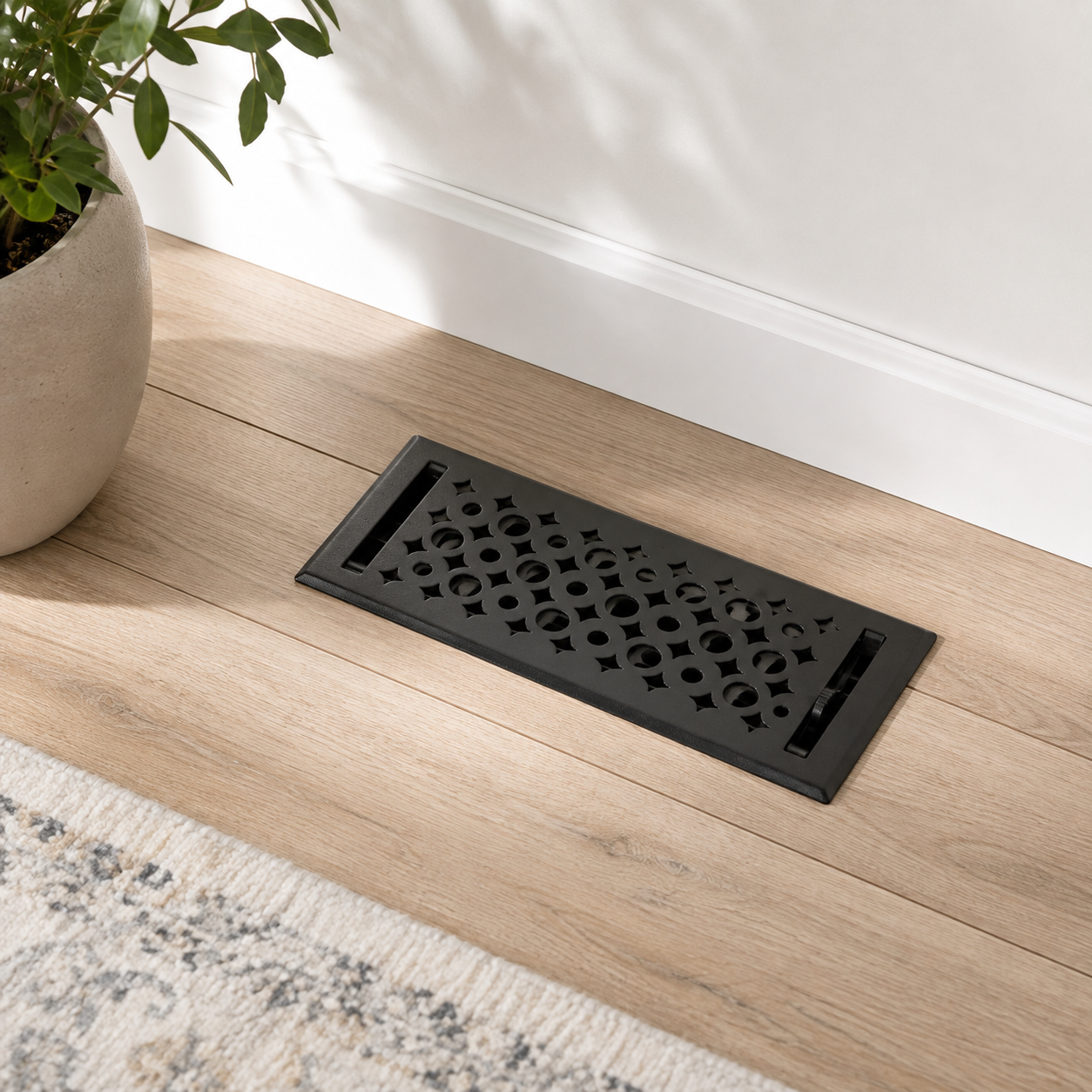 Black Floor register hero lifestyle in a home 
