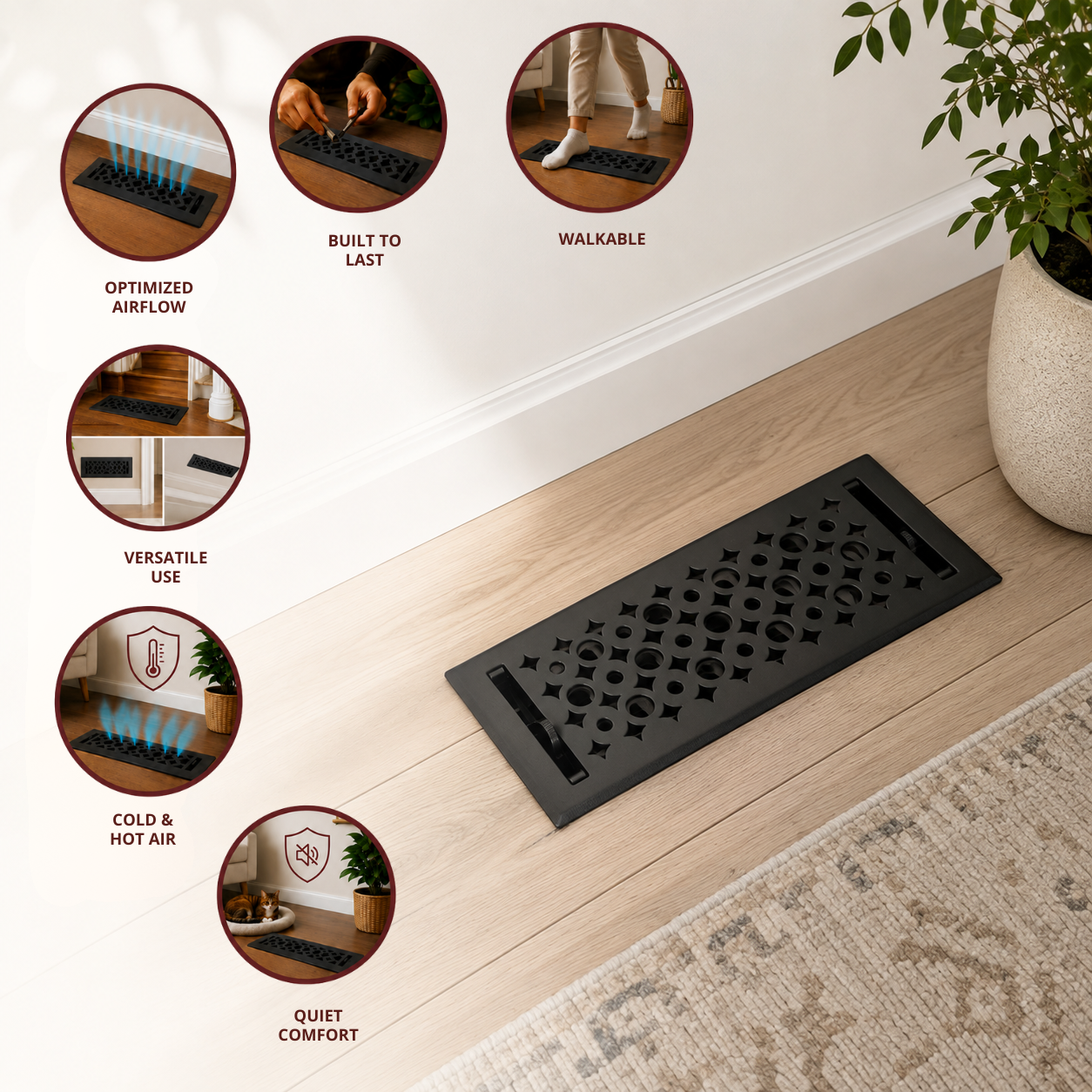 Different uses of floor register in a home
