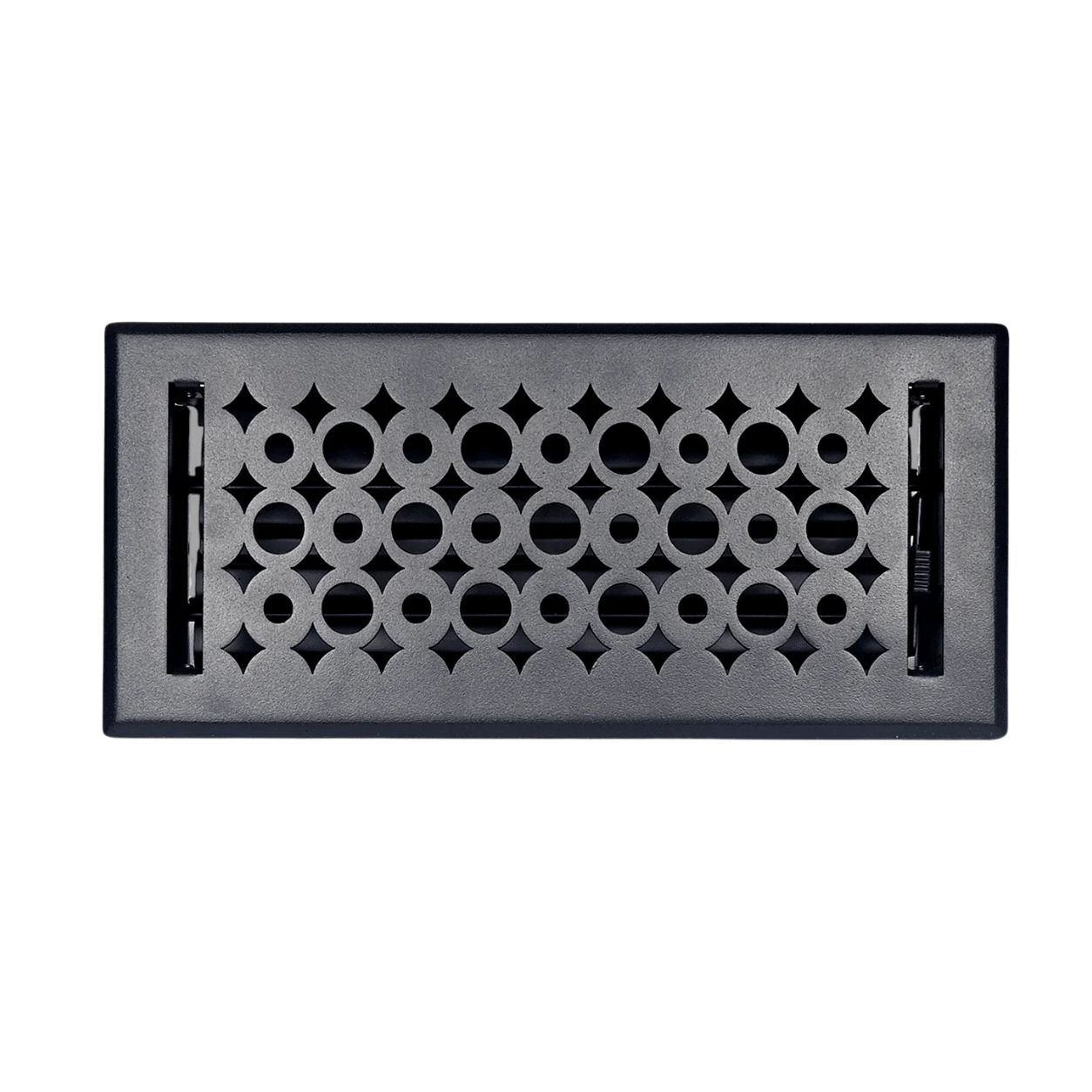 Black floor register with white background
