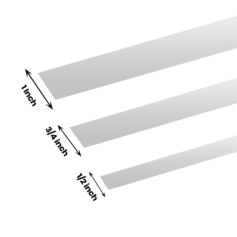 Stainless Steel 304 Flat Trim Strip with Self-Adhesive Backing – 1/2" Wide x 94" Long – Brushed Satin Nickel, Brushed Gold & Matte Black – Flat Strip with Round Edges on both ends