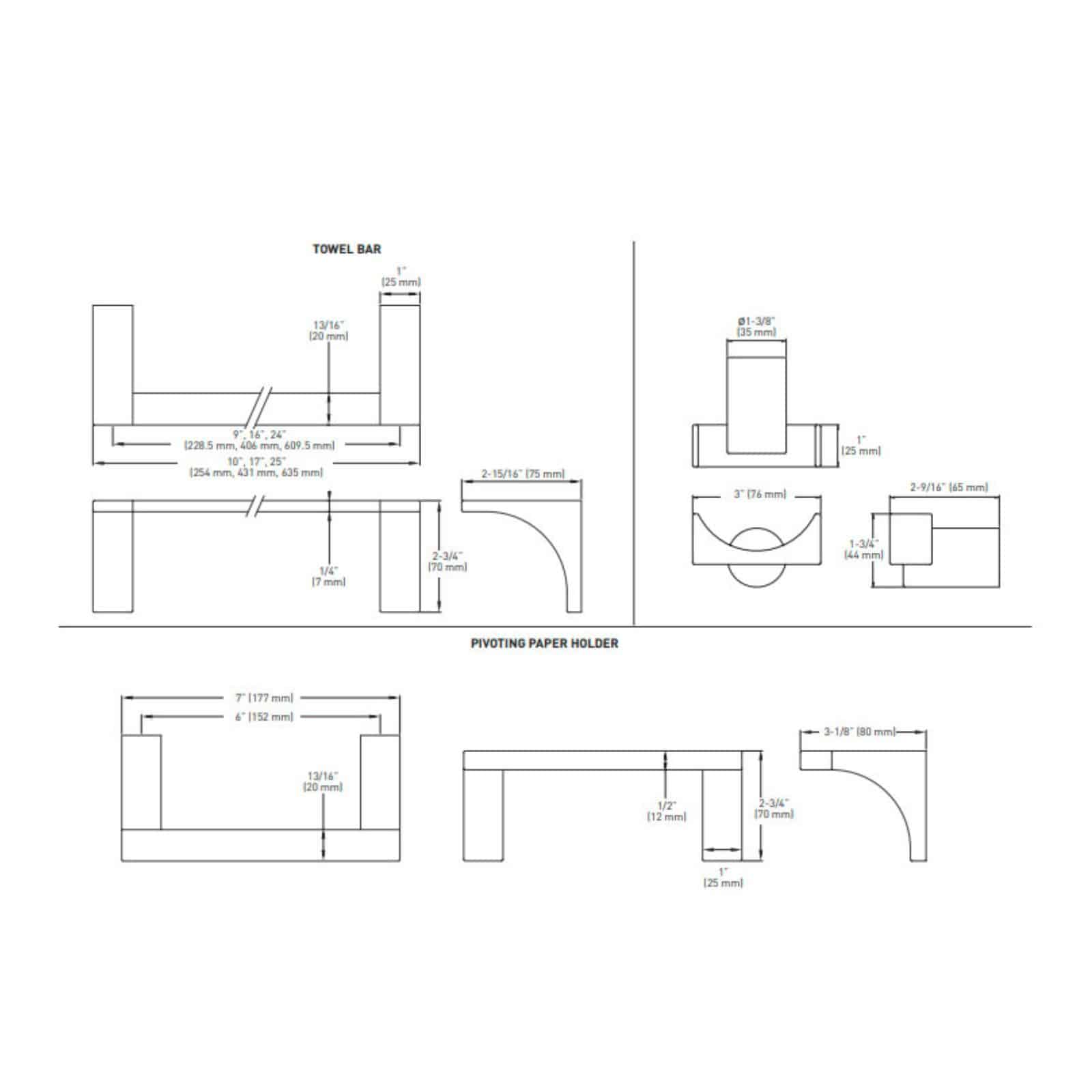 taymor arc deco towel bar drawing