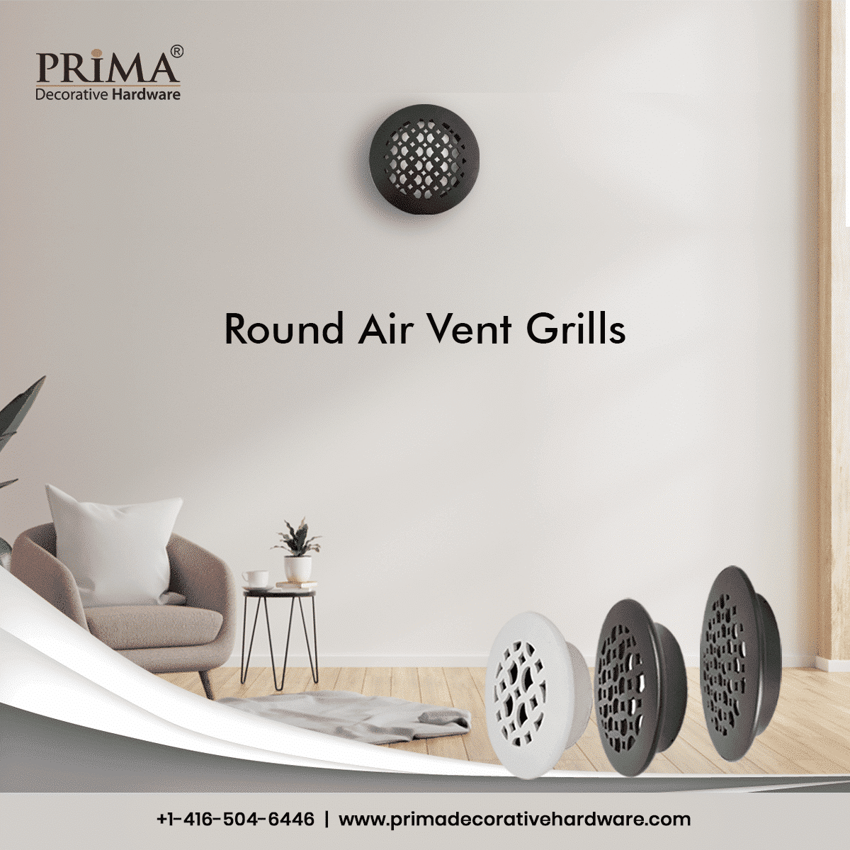 Round Air Vent Duct Grille 8" Top Faceplate Size 9.65" HVAC Decorative Duct Cover Cast Aluminum Powder Coated Re-Paintable for Walls, Ceilings, And Floors Without Damper – Tudor Mushroom design (VR 100)