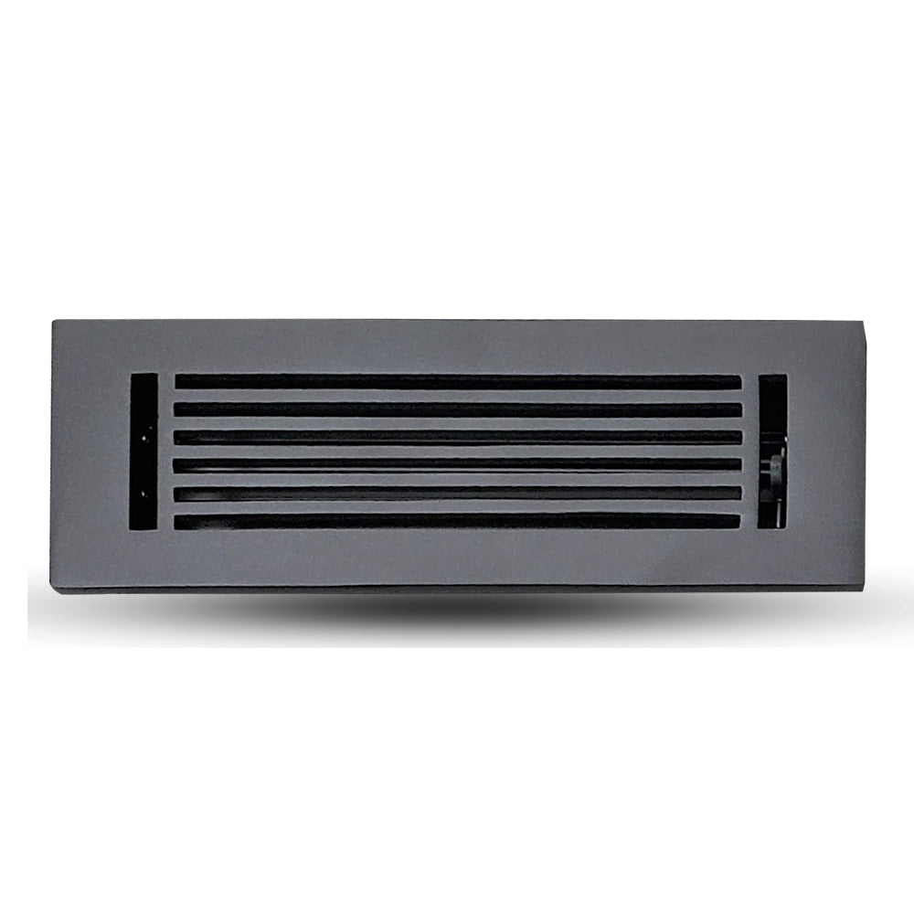 Floor Vent Cover / Register Size: 3” X 10” With Damper Top Faceplate Outer Size 12"x5", Thickness 5 Mm, High-Quality Metal – Cast Aluminum Powder Coated Re-Paintable For Floors, Walls, and Ceilings – Modern Linear Design (VR 109)