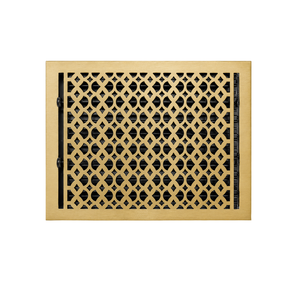 Brushed gold color of floor register in a white background
