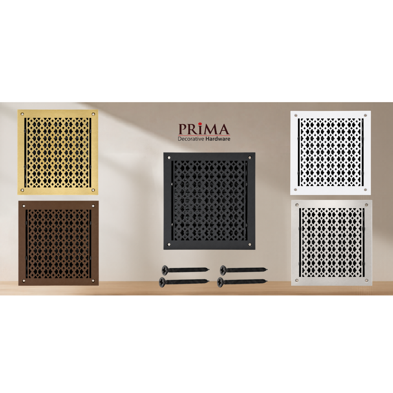 Combination of floor register with holes and screws