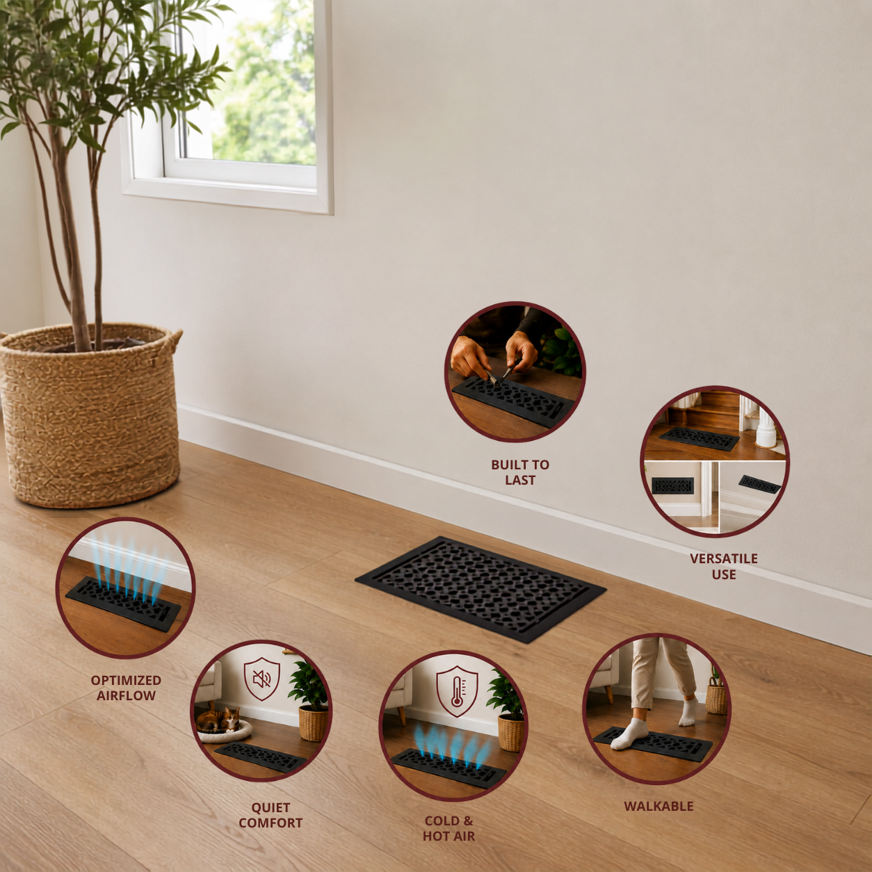 Different uses of floor register in a home
