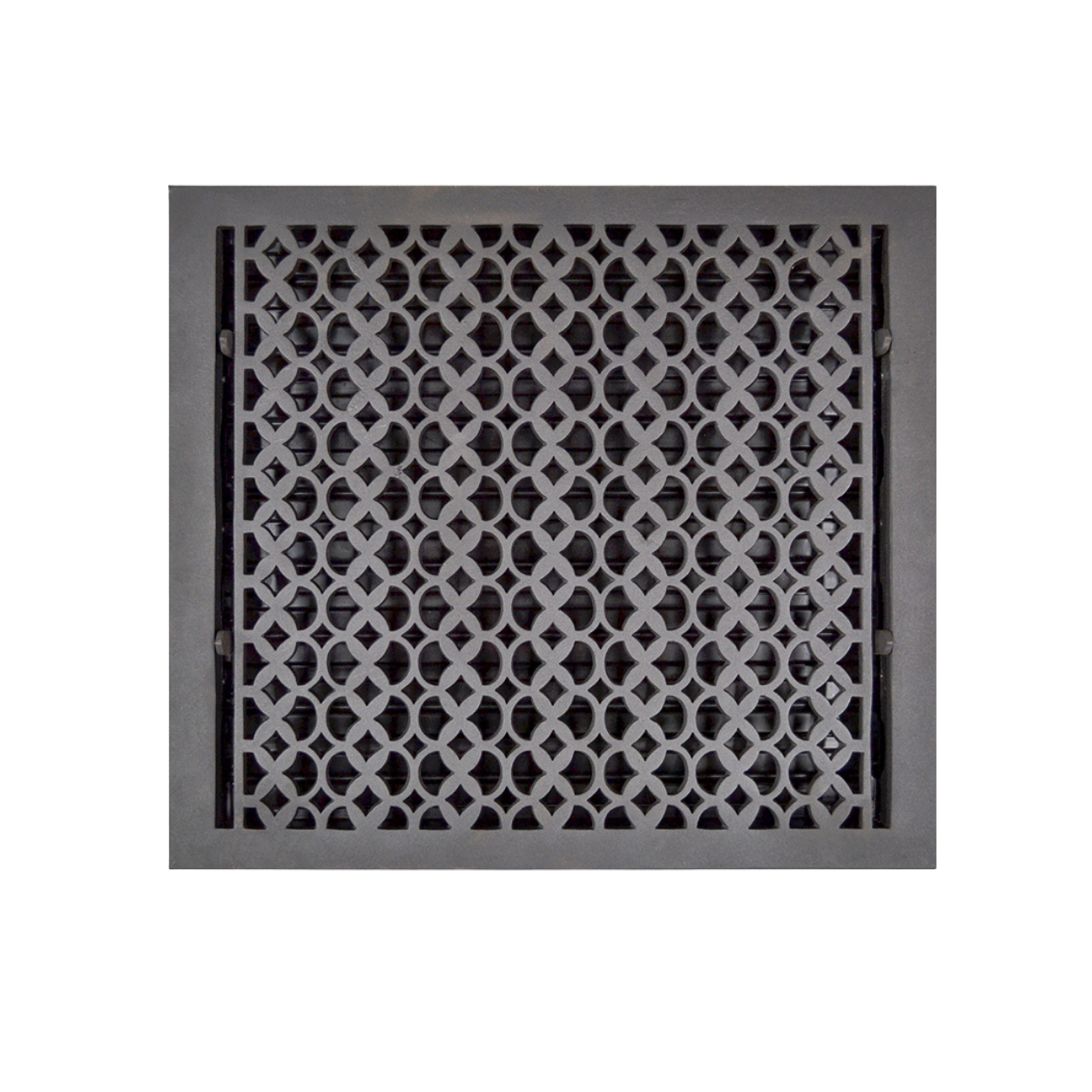 Black floor register with white background
