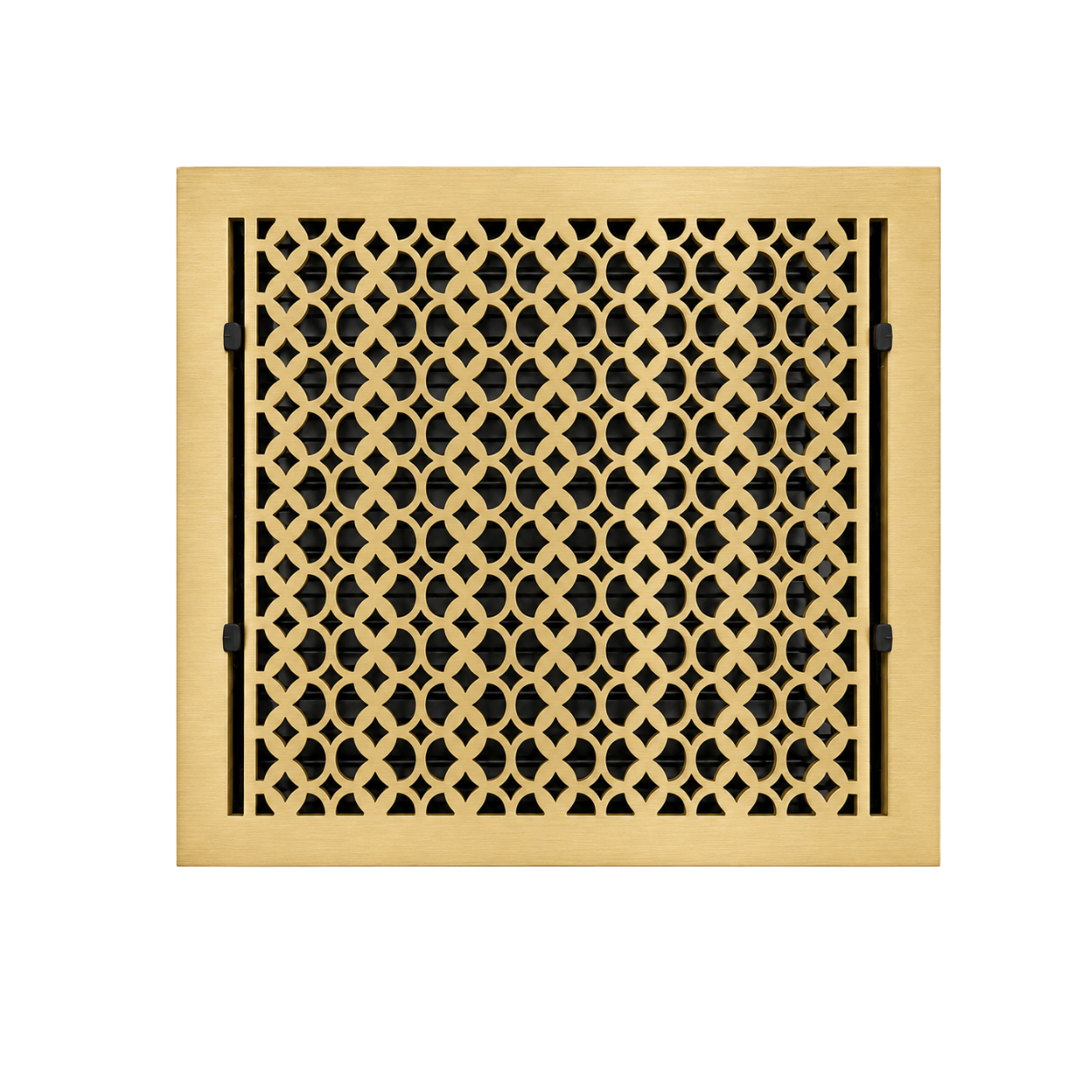 Brushed gold color of floor register in a white background
