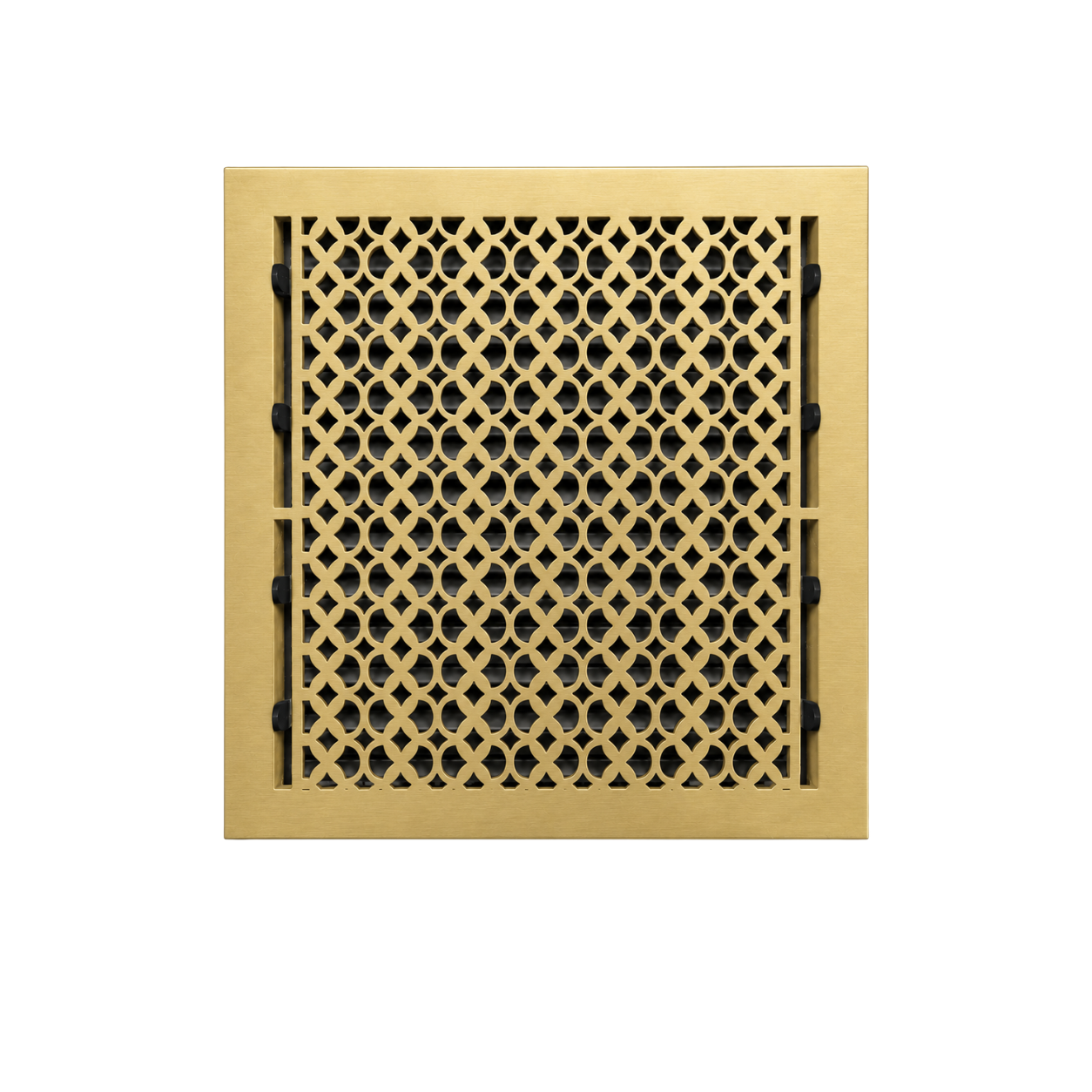 Brushed gold color of floor register in a white background
