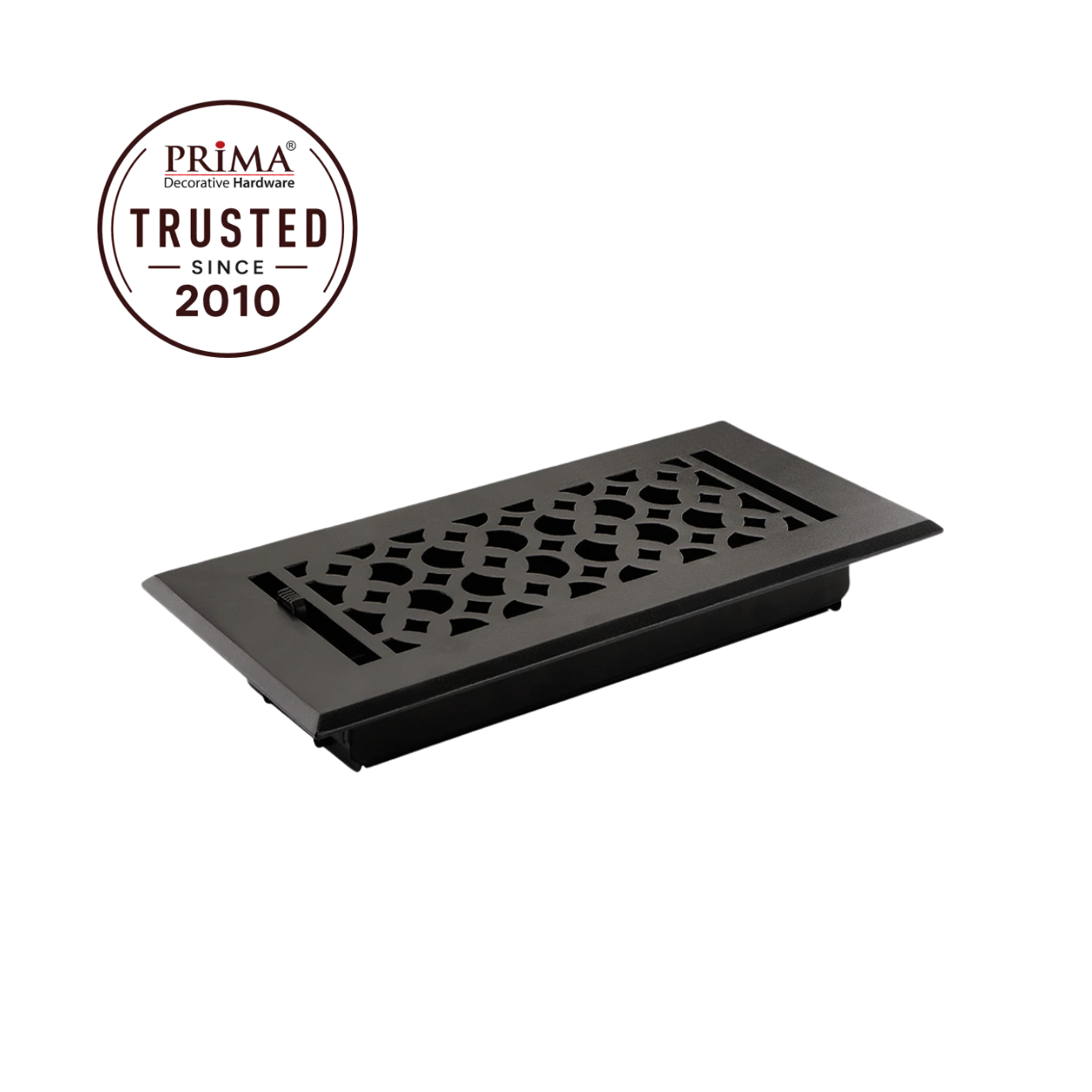 Cast Iron Floor Register 4" x 10” with Damper, Tudor Mushroom Design Vent Cover VR100