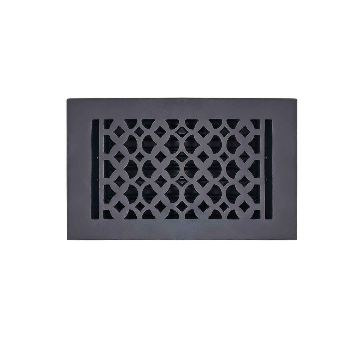 Black floor register with white background
