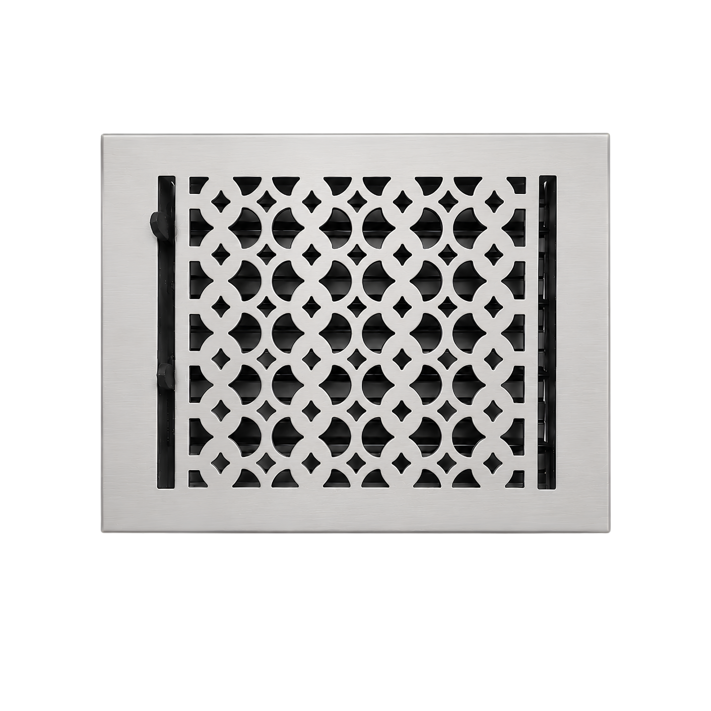 Floor register color satin nickel in a white background
