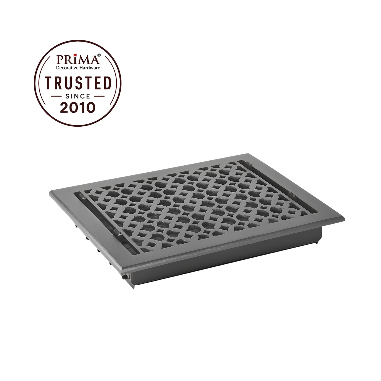 Cast Iron Floor Register 9" x 12” with Damper, Tudor Mushroom Design Vent Cover VR100