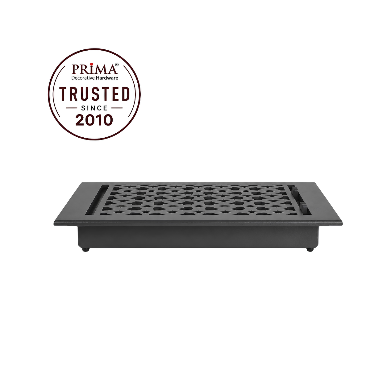 Cast Iron Floor Register 9" x 9” with Damper, Tudor Mushroom Design Vent Cover VR100