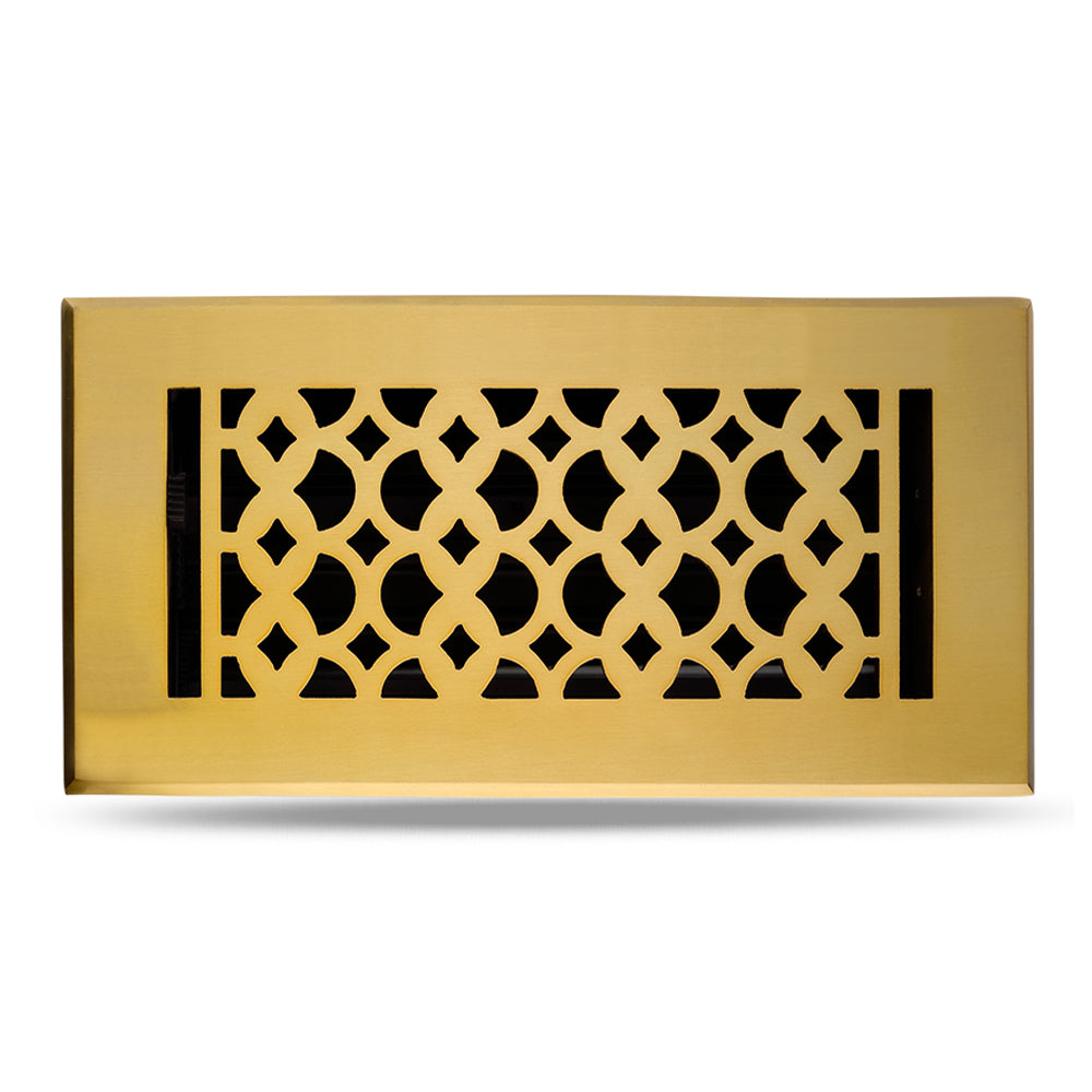 Floor Vent Cover / Register Size: 4” x 10” VR100 with Damper top faceplate outer size 6″ x 12″, thickness 5 mm, decorative high-quality metal – cast aluminum powder coated Re-paintable for floors, walls, and ceilings