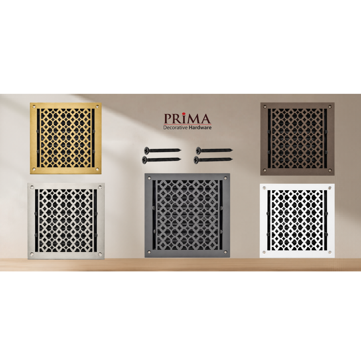 Combination of floor register with holes and screws