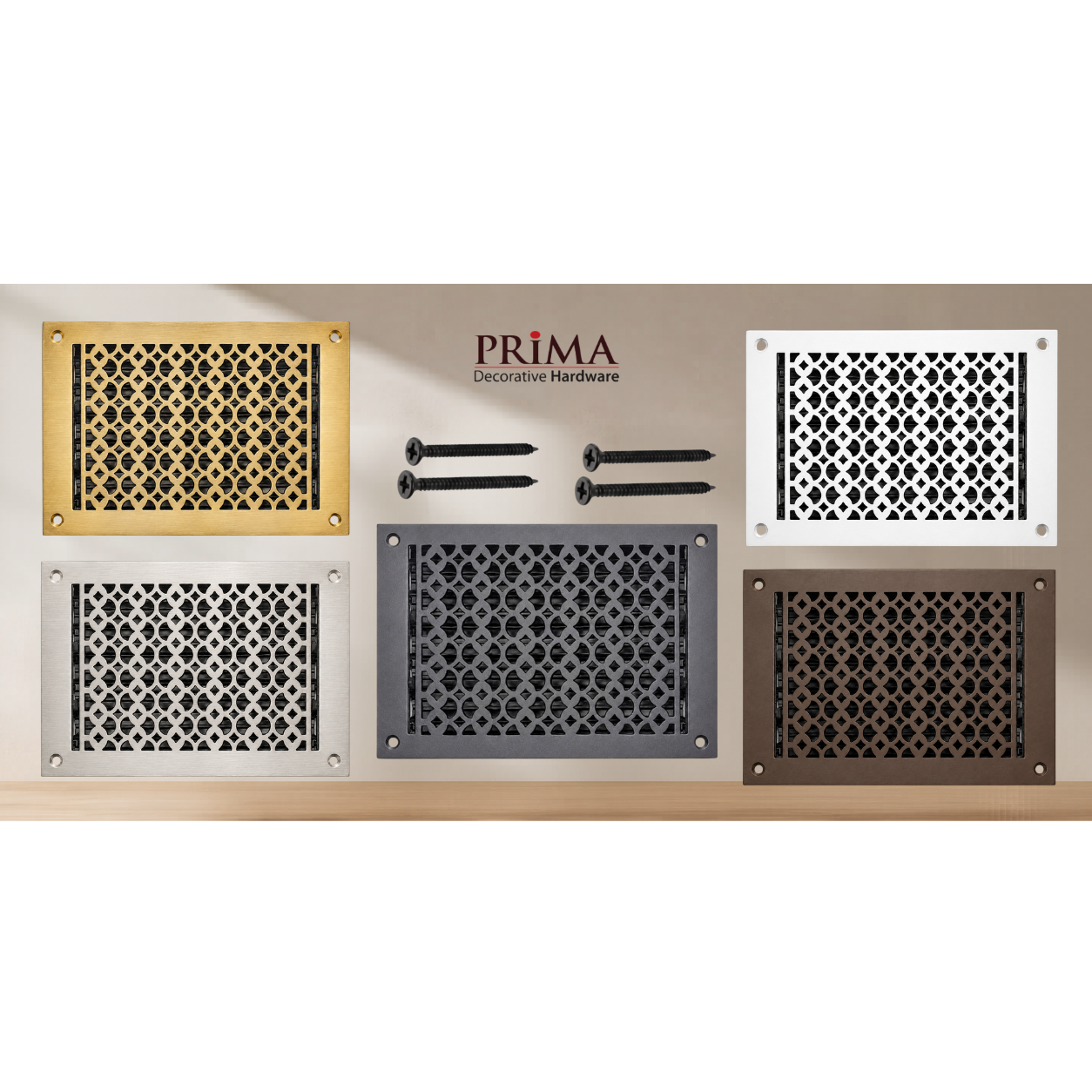 Combination of floor register with holes and screws