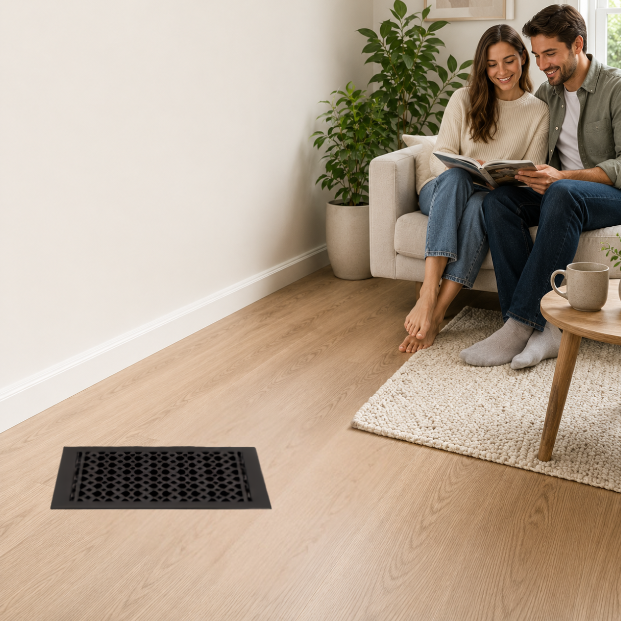 10" x 14" Floor Register Cast Aluminum with Damper, Tudor Mushroom Design Vent Cover VR100