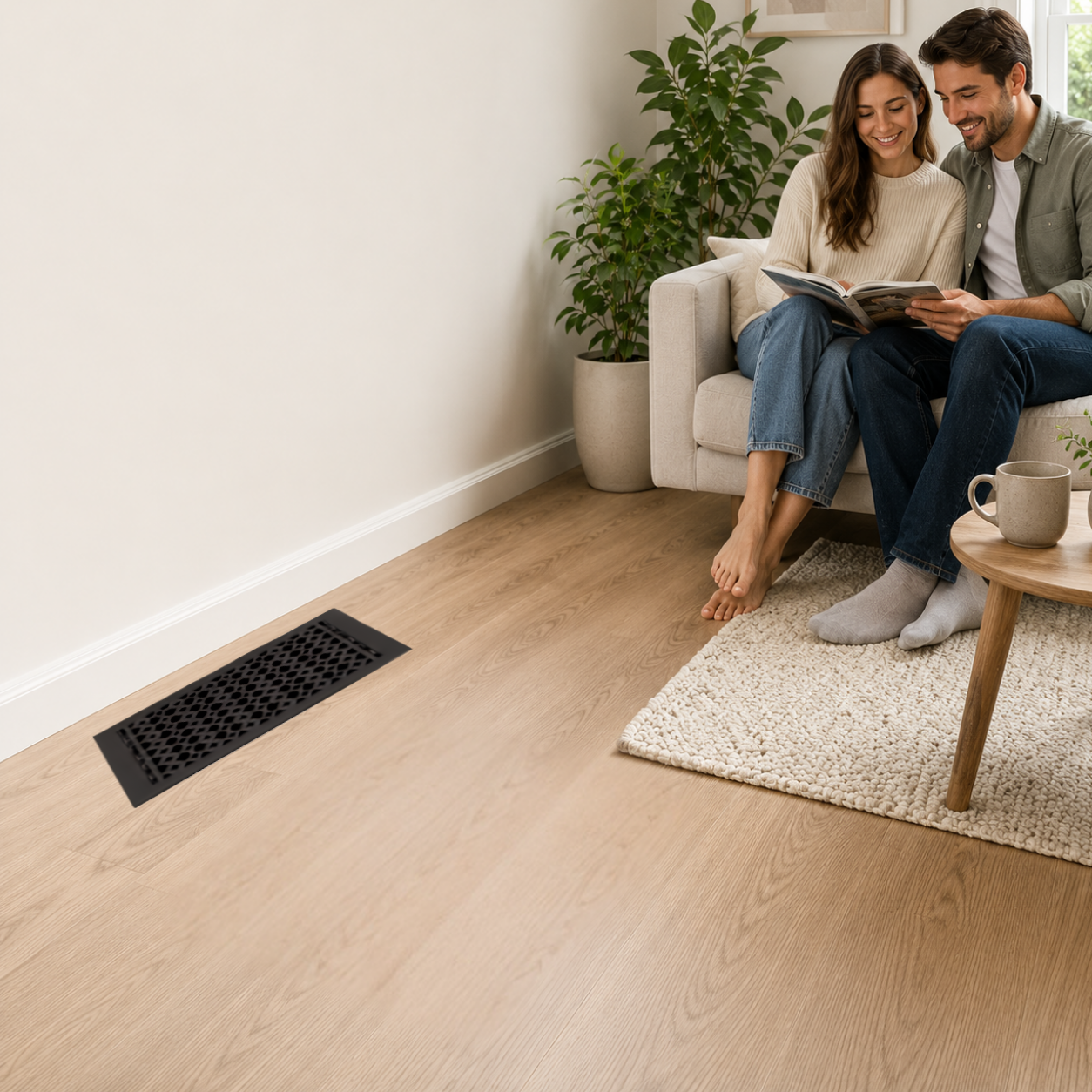 Floor register installed in a home that is parallel
