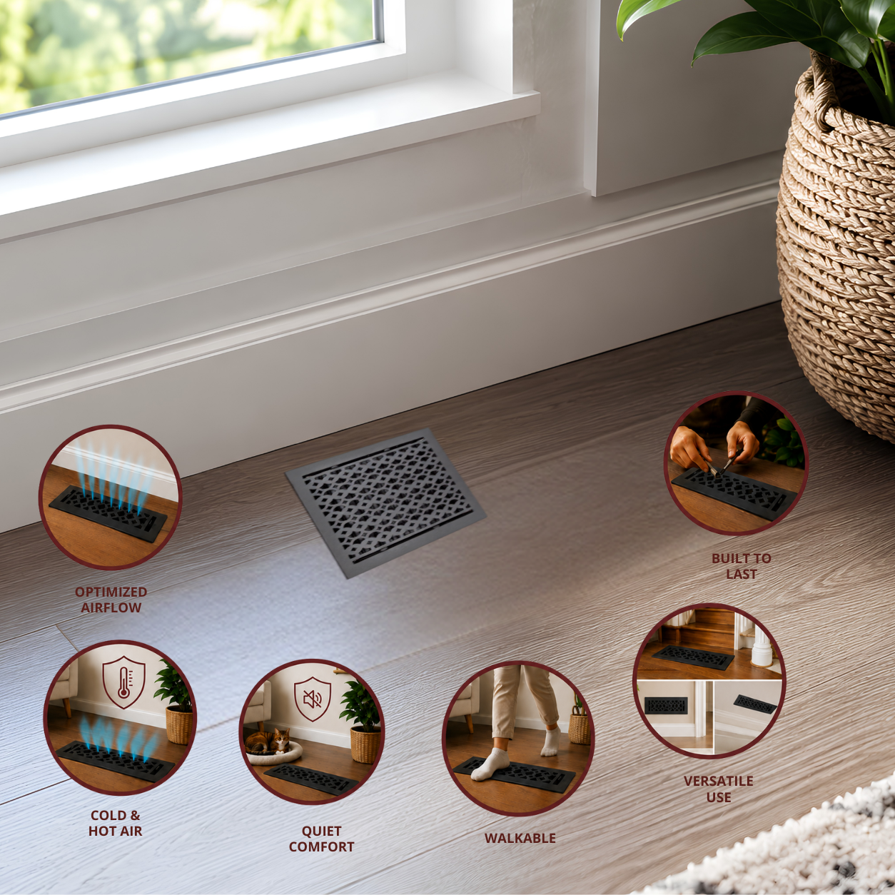 Different uses of floor register in a home

