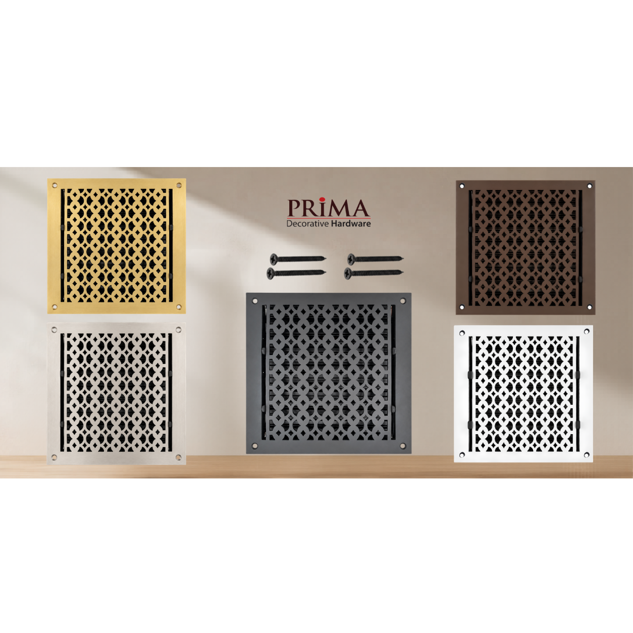 Combination of floor register with holes and screws
