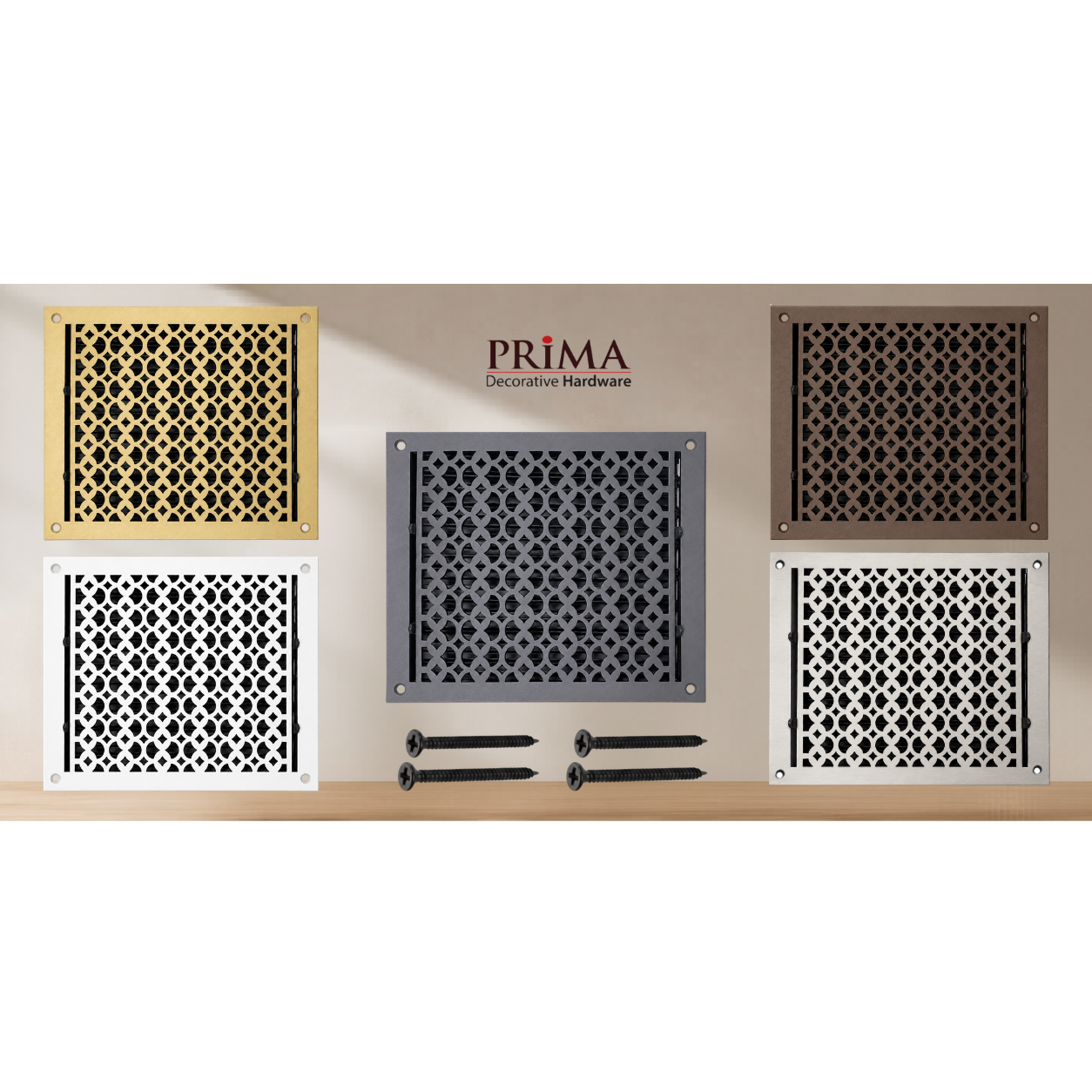 Combination of floor register with holes and screws