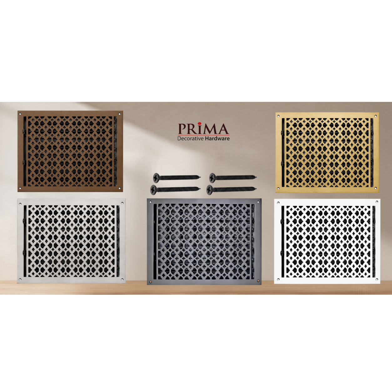 Combination of floor register with holes and screws