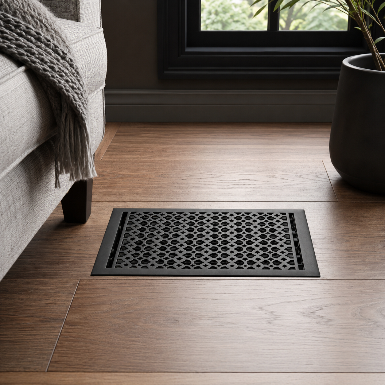 Floor register installed in a home that is parallel
