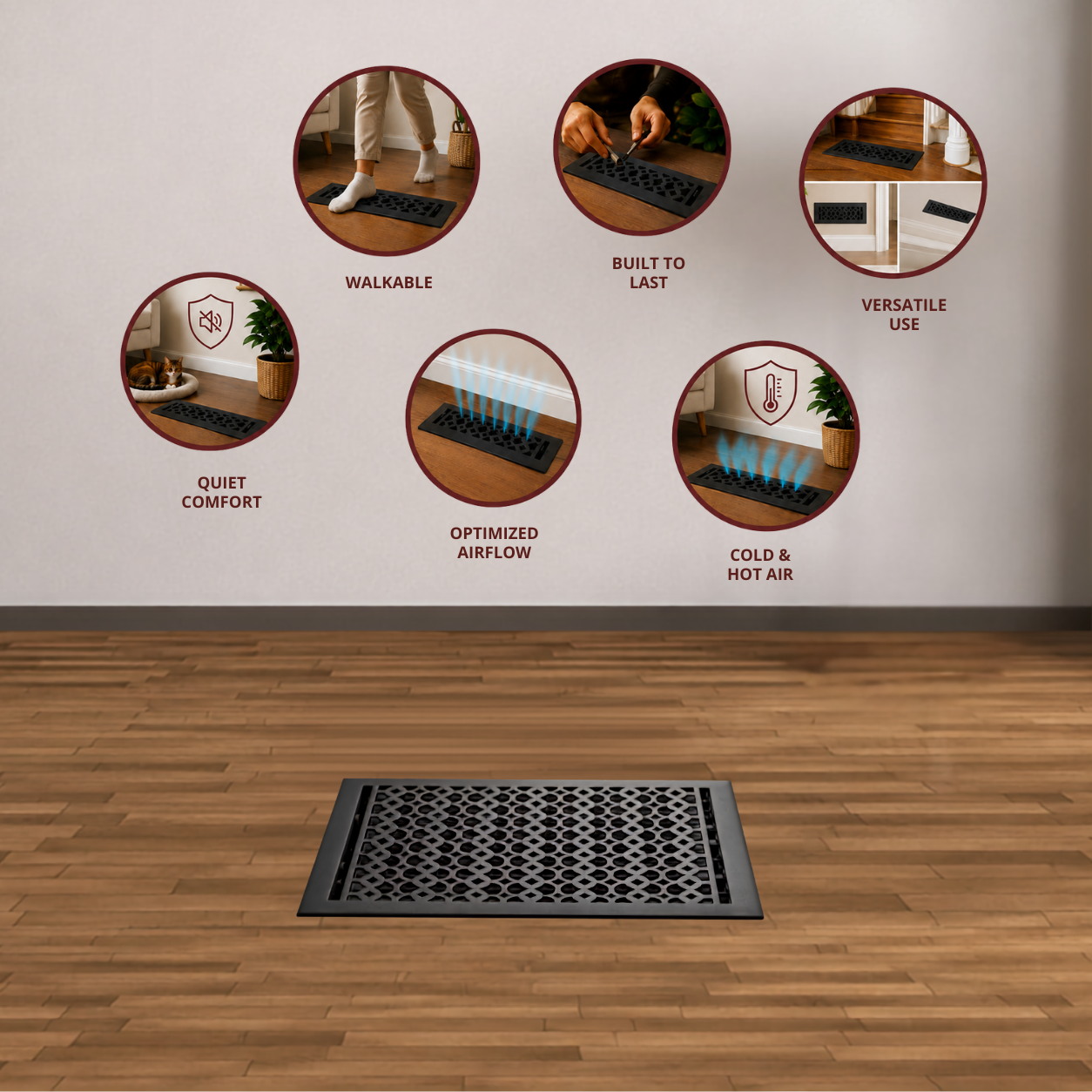 Different uses of floor register in a home
