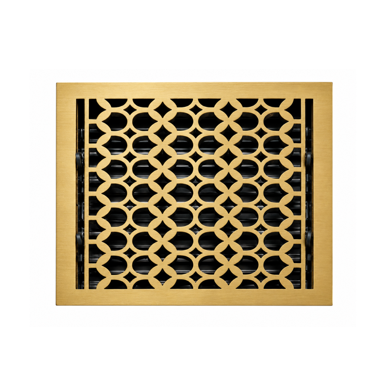 Brushed gold color of floor register in a white background

