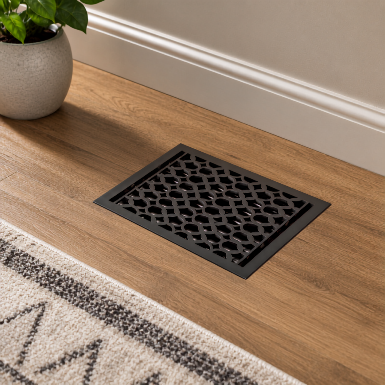 Floor register installed in a home that is parallel

