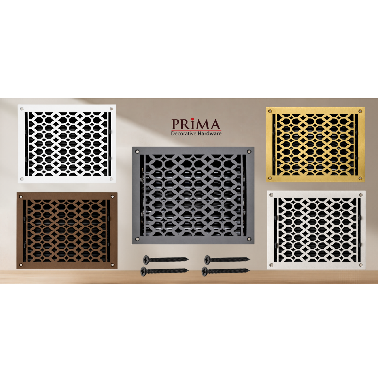 Combination of floor register with holes and screws