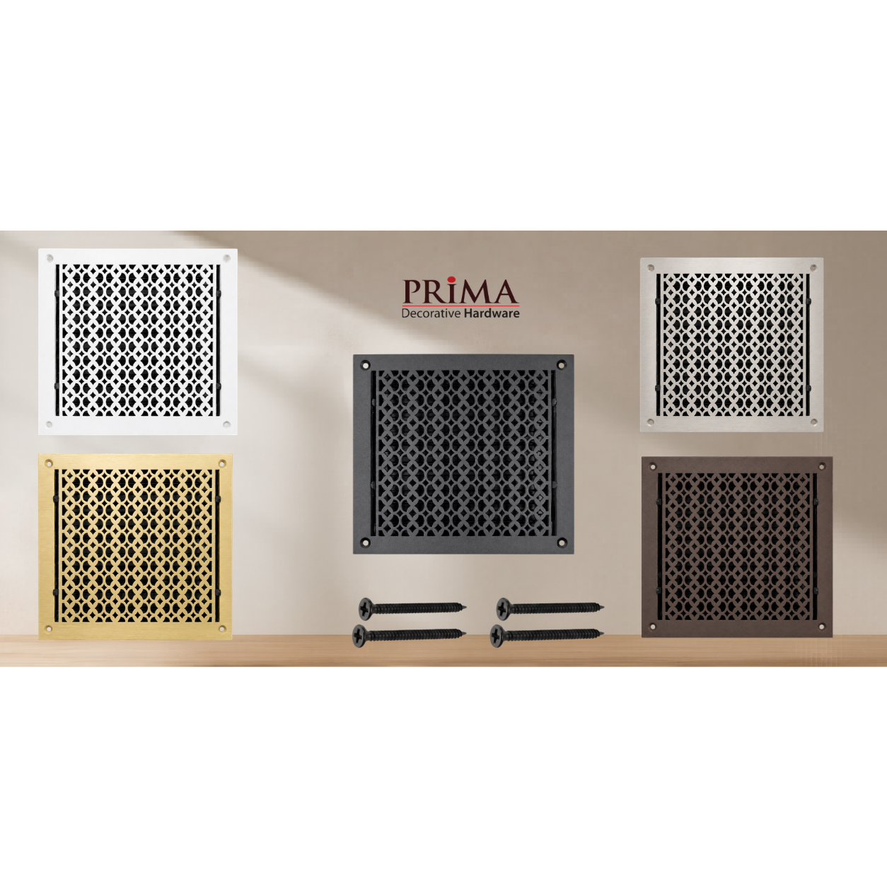 Combination of floor register with holes and screws