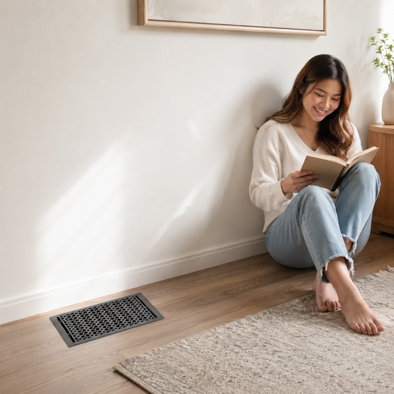 Floor register installed in a home that is parallel
