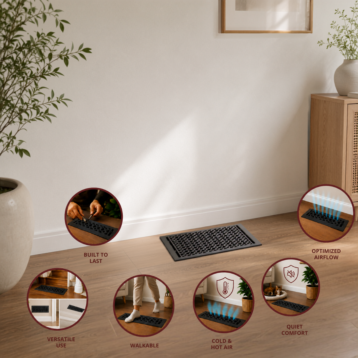Different uses of floor register in a home
